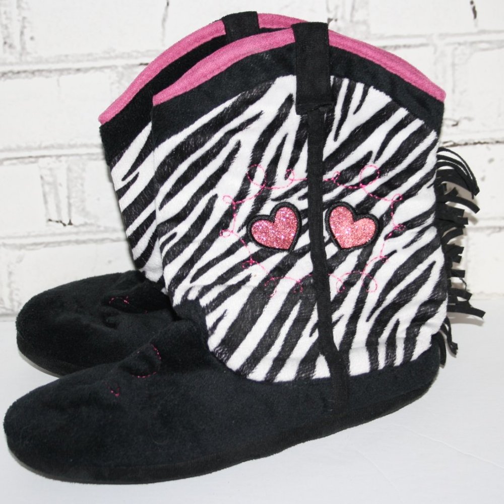Hot pink and Zebra Print Slippers Size Women's Medium 7/8